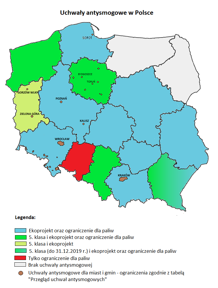 Uchwały antysmogowe w Polsce i ich ograniczenia - stan na wrzesień 2021