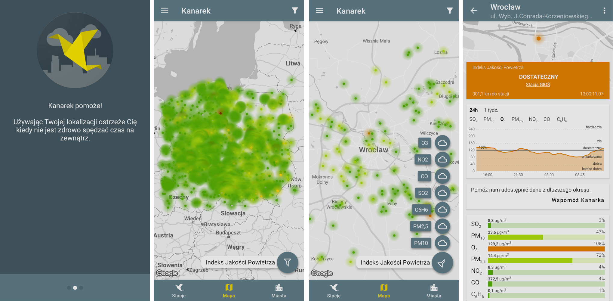 Aplikacja mobilna Kanarek. Data dostępu 11.07.2024 r.