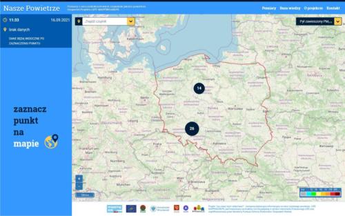 Interface powitalny strony czujnikowej